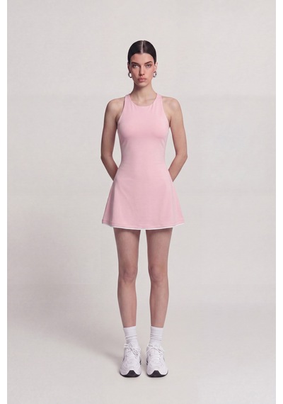 Holly Lolly İçi Şortlu Sırtı İp Detaylı Mini Mariya Elbise Pembe