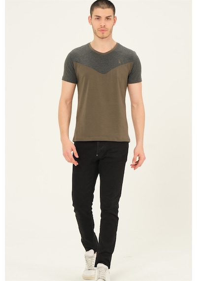 T8591 Dewberry Mens T-shırt-haki Haki