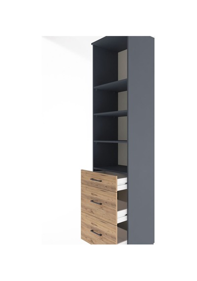 Hyperion Dolap 4 Raflı 3 Çekmeceli 60x44x243 Antrasit-çam Antrasit