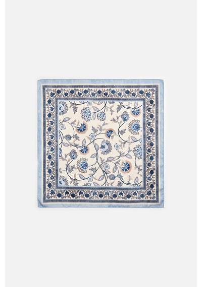 Akswsuar Floral Desenli Fular 70 70 Mavi