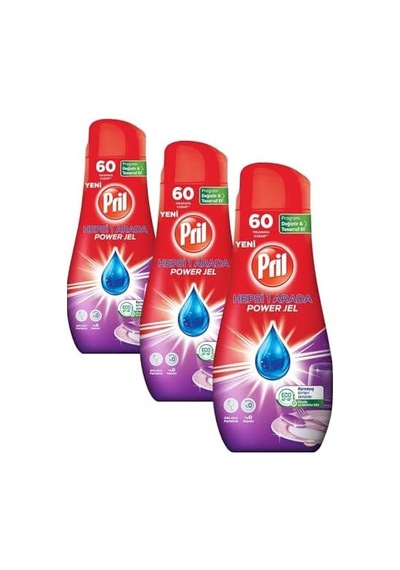 Pril Hepsi 1 Arada Jel Standart 60 Yıkama Bulaşık Deterjanı 1 X 1080g 3 Paketi