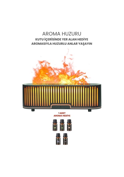 Hava Nemlendirici Şömine Efektli Gece Lambası Koku Dağıtıcı Relax Aromaterapi Difüzör