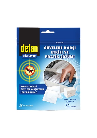 Detan Beyaz Sabun Kokulu Güvesavar Tablet 24 Adet - 8 Adet Tarı