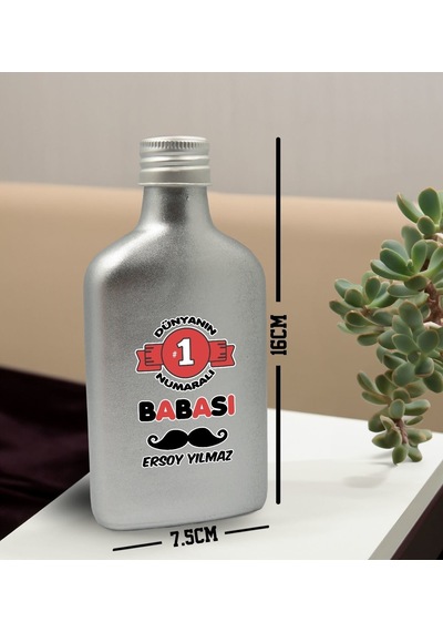 Bk Gift Kişiye Özel İsimli Baba Temalı Gümüş Tasarım Cam Şişe Kolonya 200 ML 6