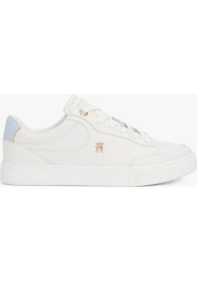 Tommy Hilfiger Kadın Deri Th Monogram Sneaker Beyaz