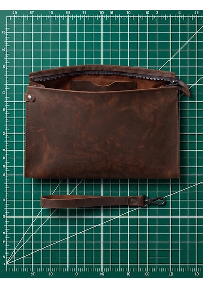 Vintage Leather Craft Hakiki Deri Erkek El Çantası Acı Kahverengi