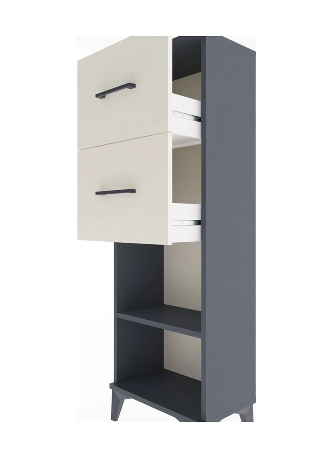 Arges Dolap Tek Raflı 2 Çekmeceli 44x30x134 Antrasit-aytaşı Antrasit