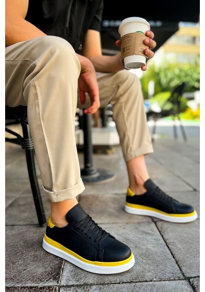Aymood Mn979 - Santoni Gbt Spor Erkek Ayakkabı Sıyah/sarı