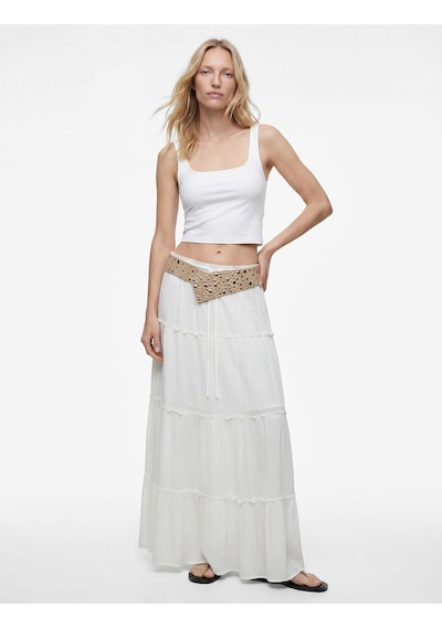 Koton Kare Yaka Slim Fit Kalın Askılı Crop Üst Beyaz 6sak10228ek