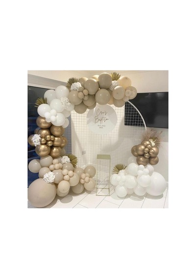 Krom Gold Beyaz Ve Taş Rengi Balon Zinciri 100 Adet Mix