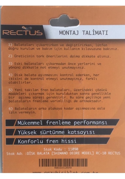 Bisiklet Disk Fren Balatası Shimano Deore Model Rectus
