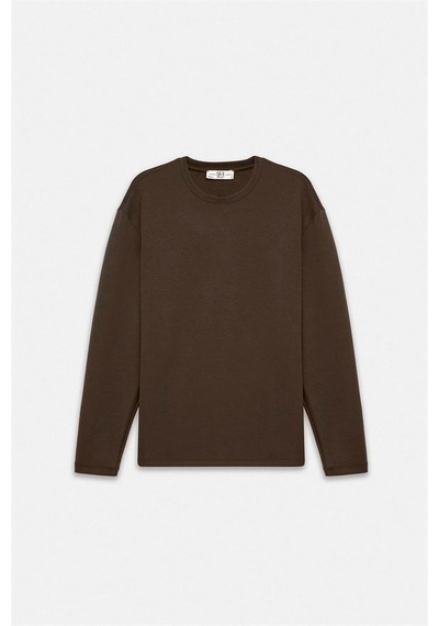 Süvari Koyu Kahve Regular Düz Baskısız İnterlok Bisiklet Yaka Cepsiz Düz Sweatshirt Ssw2013700035-kh9 Koyu Kahverengi