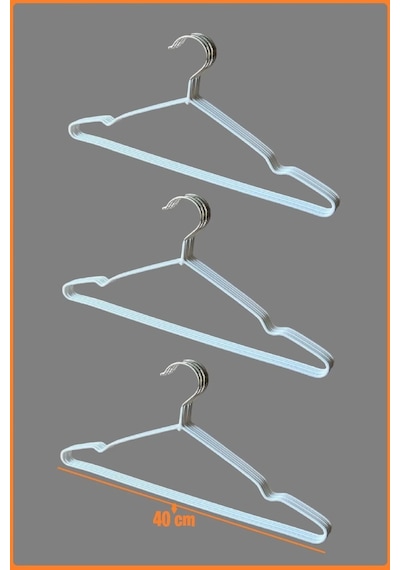 Silikon Kaplı Metal Askı, Beyaz 40 Cm Beyaz, 20 Adet