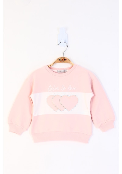 Toontoy Kız Çocuk Kalp Nakışlı Sweatshirt Pudra Toontoy Kız Çocuk Kalp Nakışlı Sweatshirt Pudra