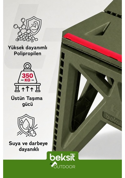 Outdoor Herkül M Katlanır Reflektörlü Tabure Haki Yeşil Yeşil Yeşil