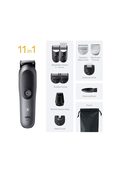 Braun Hepsi Bir Arada Series 5, 11'i 1 Arada Tıraş Kiti, Keskin Bıçak, Vücut Tıraşı Aıo5560