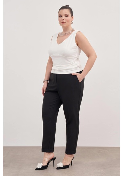 Myline Drape Detaylı Bluz-3350 Beyaz