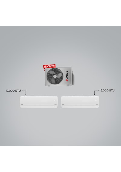 Arçelik ZM18103 MD 1+2 Multi Klima / 1 Adet 12 BTU Beyaz+1 Adet 12 BTU Beyaz İç Ünite / 1 Adet 18 BTU Dış Ünite