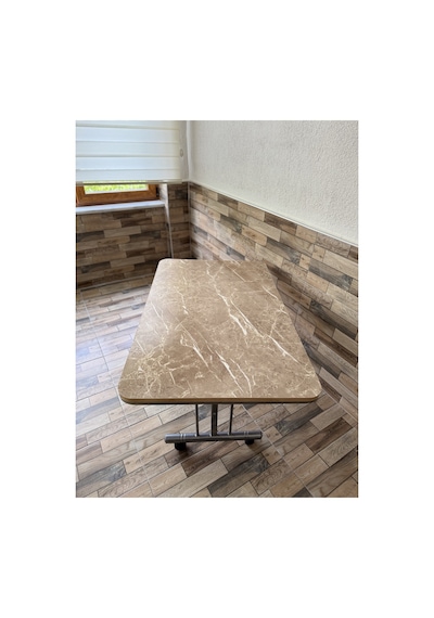 Tekerlekli Orta Sehpa, Tekerlekli Sehpa, Pratik Orta Sehpa, 70x110cm Masa, Tekerli Sehpa Kahverengi