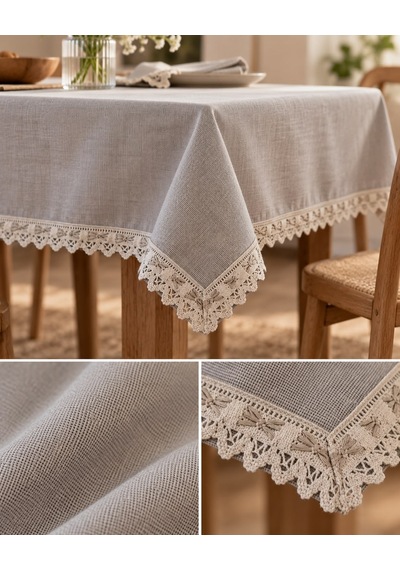 Linen Keten Masa Örtüsü Gri - 160 220-7820