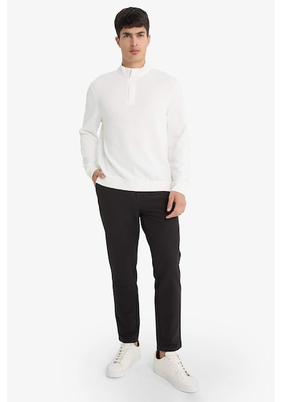 Defacto Regular Fit Dik Yaka Yarım Fermuarlı Sweatshirt F2821ax25auwt34 Beyaz