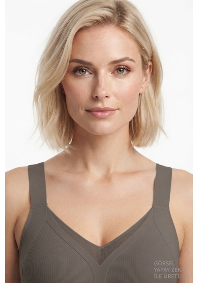 Cottonill Seamless Bra - Elvora Lazer Kesim Rib Dokulu Tül Detaylı Balensiz Kadın Sütyen 3'lü Paket Çok Renkli
