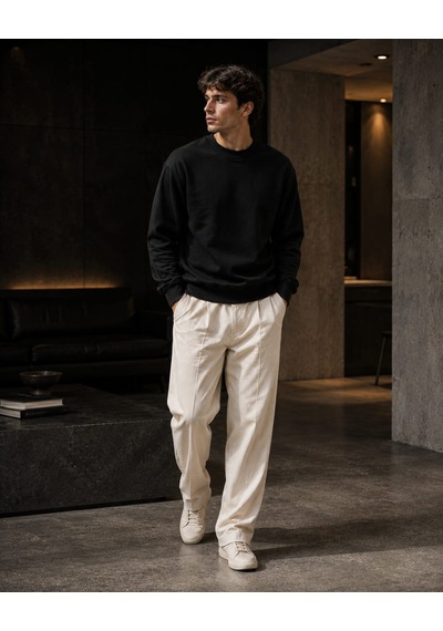 Km Collections Erkek Kışlık Sweatshirt 3 İplik Siyah
