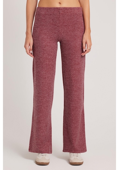 Tudors Kadın Relax Fit Rahat Kesim Normal Bel Geniş Paça Bordo Pantolon-41476 Bordo
