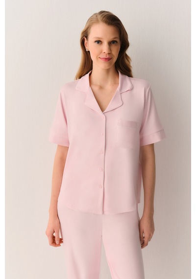 Suwen Misty Gömlek Yaka Pijama Takımı Sh26629660b077 Pembe