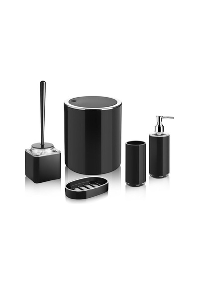 Bayev Çift Baskı 5 Li Banyo Set - Siyah