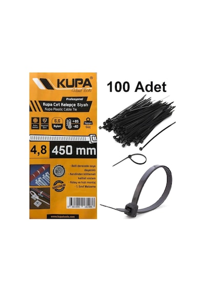 Plastik Cırt Kelepçe Siyah 4.8 X 450 Mm. - 100 Adet