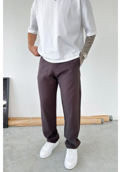 Kahverengi Modal Kumaş Baggy Pantolon