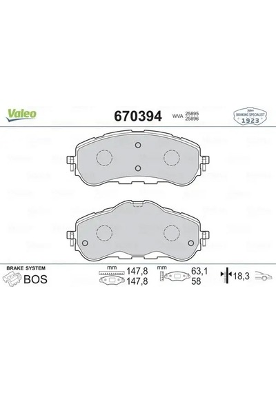 Toyota Proace Arka Fren Balatasi 2021-2024 Valeo 670394