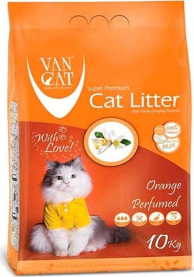 Vancat Portakal Kokulu İnce Taneli Bentonit Kedi Kumu 2 x 10 KG