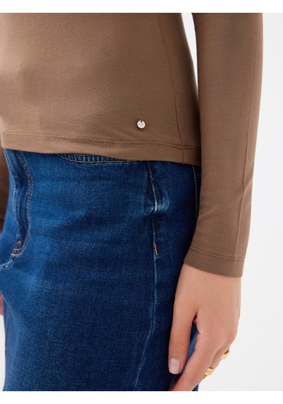 Slim Fit Kadın Bluz U.kol Kahverengi