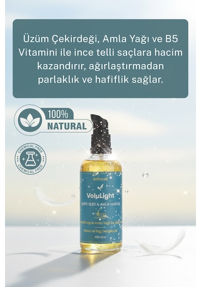 Volulight Hacim Ve Yağ Dengesi 100 Ml Üzüm Çekirdeği & Amla Saç Bakım Yağı