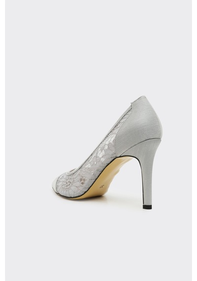 Derinet Tül Dantelli Kadın Stiletto Gümüş GÜMÜŞ