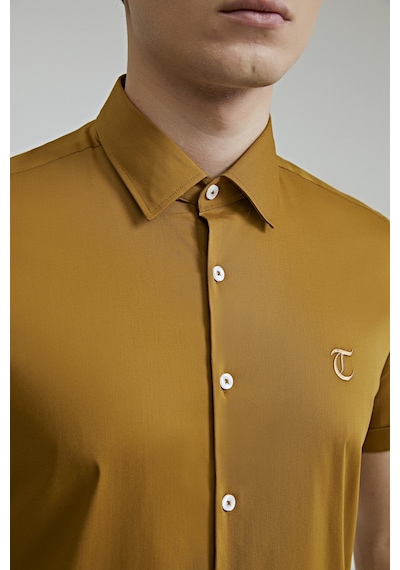 D'S Damat Twn Slim Fit Hardal Düz Stretch Gömlek 8ec02ee44326d Hardal