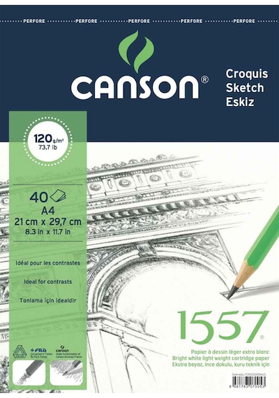 Canson Teknik Resim Defteri Blok Üstten Spiralli 40 Yp A4 120 Gr Fcns12040a4us