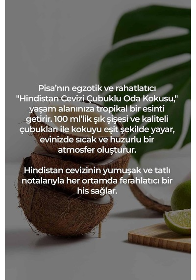 Hindistan Cevizi Ve Vanilya Çubuklu Oda Kokusu, Reed Diffuser, 100 Ml, Türkiye Menşeli Diğer