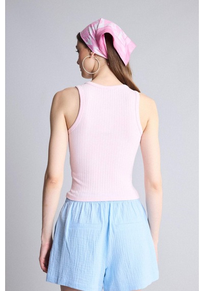 Defacto Slım Fıt Halter Yaka Fitilli Açık Pembe Atlet A8859ax26smpn343 Pembe-pn343