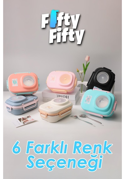 Uzspace 600 Ml Çorba Kaseli-çelik Kaşık Çatallı Paslanmaz Çelik Bento Lunch Box Yeni Nesil Sefer Tası-fflbox8021600 Pembe