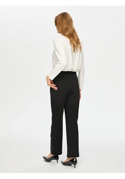 Faik Sönmez Önü Dikiş Detaylı Wide Leg Fit Kadın Örme Pantolon Us26pnt017 Siyah