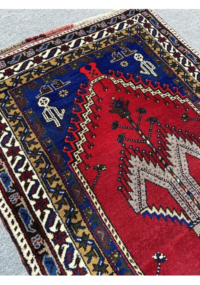El Dokuma Taşpınar Halısı Seccade 108x210 Kök Boya Yün Namazlık Kırmızı