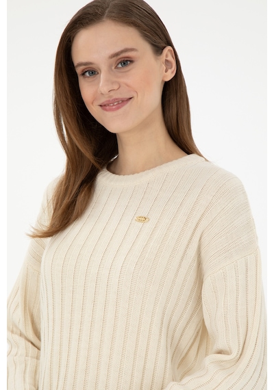 U.S. Polo Assn. Kadın Krem Bisiklet Yaka Kazak 50297092-VR071