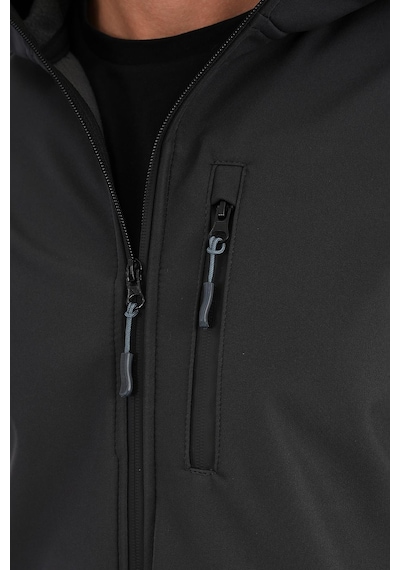Alexander Gardi Alexandergardı Fermuarlı İçi Polarlı Su İtici Softshell Kumaş Kapüşonlu Mont E24-mnt-01 Gri