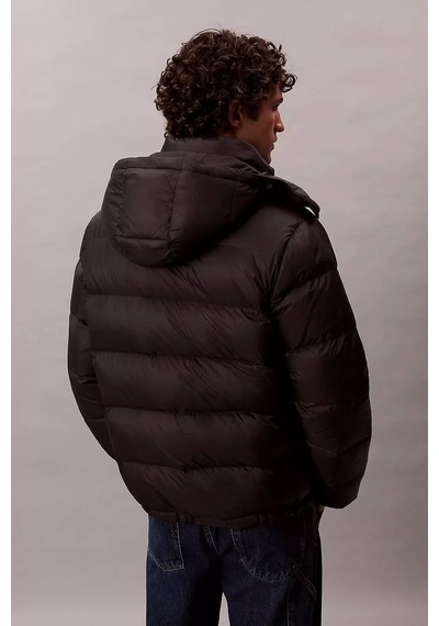 Calvin Klein Erkek Normal Kalıp Çıkarılabilir Kapüşonlu Şişme Mont - Siyah Black