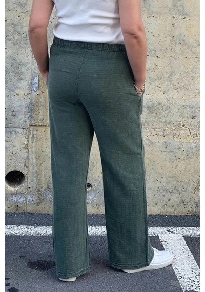 Mia Butik Kadın Haki Keten Pantolon Haki