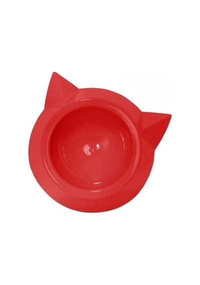 Plastik Tekli Kedi Mama Ve Su Kabı - Kırmızı