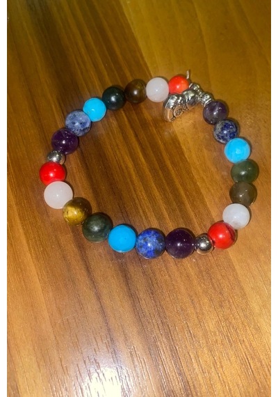 Çin Takvimi Burçları Çharm 7 Çakra Doğal Taş Bileklik Hand Made El İşi Feng Shui Ejderha Yılı Koruyucu Hayvan Snake Yılan Objeli Çok Renkli